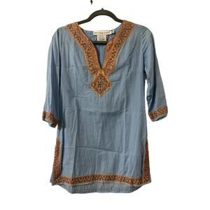 Gretchen Scott Embroidered Tunic Shirt Top Size Small